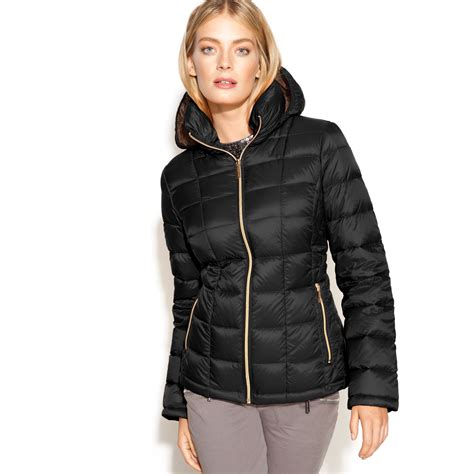 michael kors black coat gold zipper|michael kors puffer jacket.